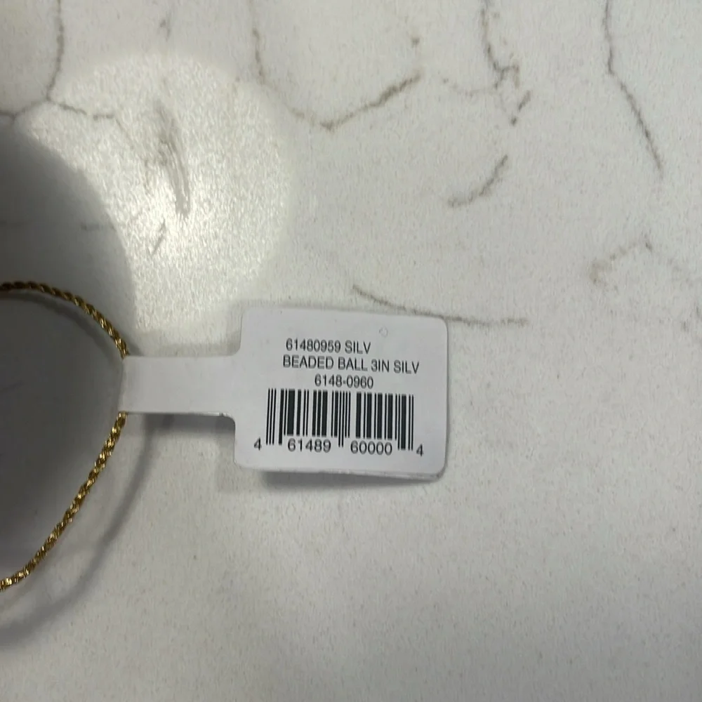 COPY - RH Restoration Hardware - Silver Beaded 3in Ball Christmas Ornament